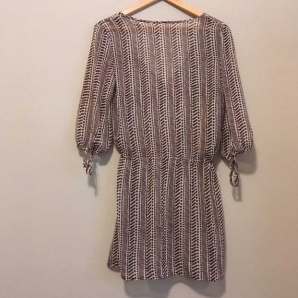 Merona Brown & White Patterned Cover-Up with Drawstring Waist  Lightweight Sz M - Picture 5 of 10